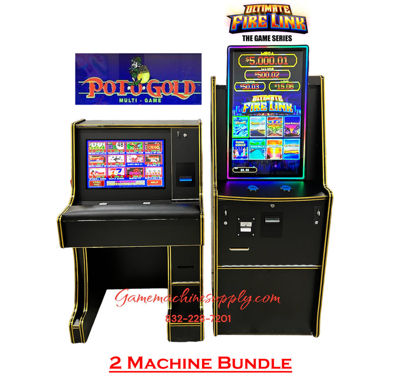 (2 Machine Bundle) Pot O Gold 510 & Firelink 8 in 1 Machines Upgraded with $1-$100 Bill Validators and Printers - BEST DEAL!