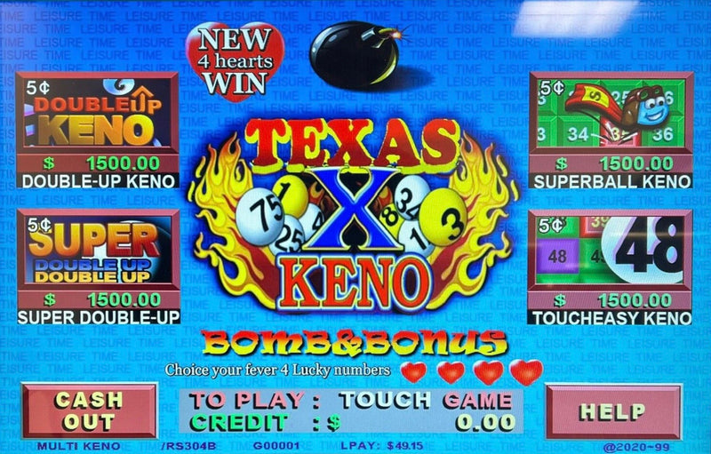 (Premium) Texas Keno 4-Heart Bonus Sitdown Cabinet Game Machine (Casino Machine)