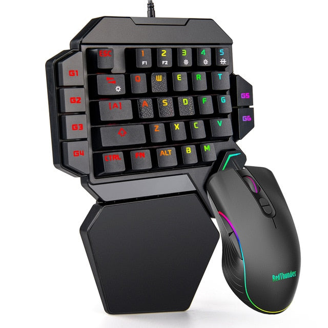 RedThunder One-Handed Mechanical Gaming Keyboard RGB Backlit Portable Mini Gaming Keypad Game Controller for PC PS4 Xbox Gamer